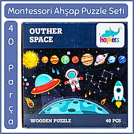 Outher Space Ahşap 40 Parça  Montessori Puzzle Seti