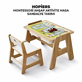 Hopiers Montessori Ahşap Aktivite Masa Sandalye Takımı