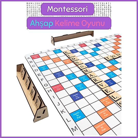 Montessori Ahşap Kelime Oyunu | Güvenli, Eğitici, Öğretici ve Eğlenceli Harf Oyunu