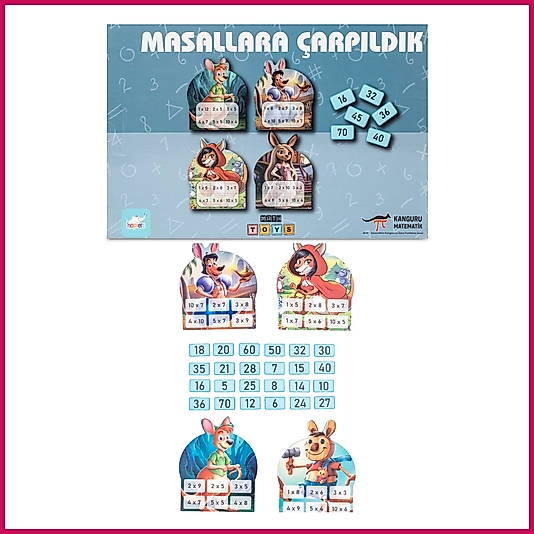 Kanguru Matematik Masallara Çarpıldık Oyunu - Çarpım Tablosu Öğrenme | 2-4 Oyuncu | Müfredata Uyumlu / 7-9 Yaş