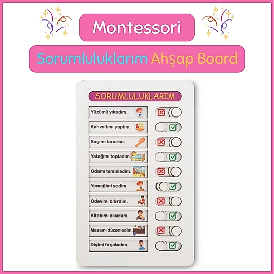 Montessori Sorumluluklarım Ahşap Board