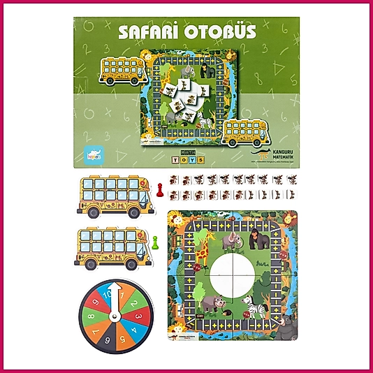 Kanguru Matematik Safari Otobüs Oyunu - Toplama & Çıkarma İşlemi | 2-4 Oyuncu | Müfredata Uyumlu / 5-6 Yaş