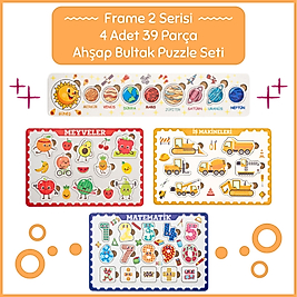 Hopiers Montessori Frame 2 Bultak Ahşap Puzzle Seti / Eğitici ve Zeka Geliştirici Oyuncak