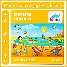 Summer Holiday Ahşap 40 Parça Montessori Puzzle Seti
