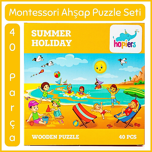 Summer Holiday Ahşap 40 Parça Montessori Puzzle Seti