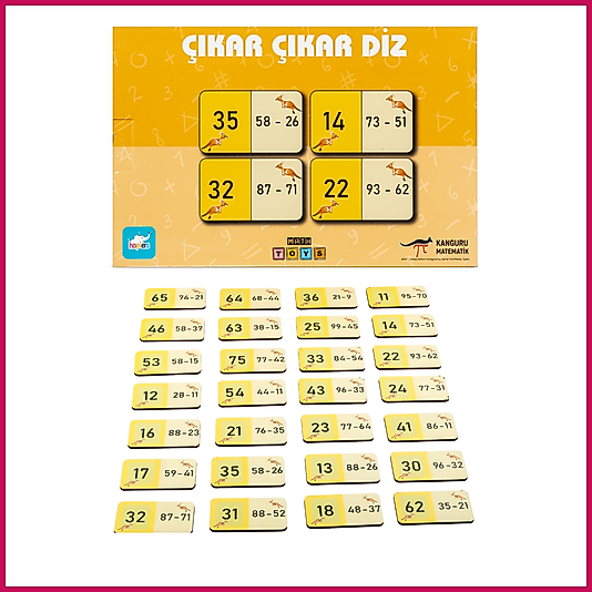 Kanguru Matematik Çıkar Çıkar Diz Oyunu-Çıkarma İşlemi & Mimari Tasarım| 2 Oyuncu | Müfredata Uyumlu / 6-7 Yaş / 2 Oyuncu