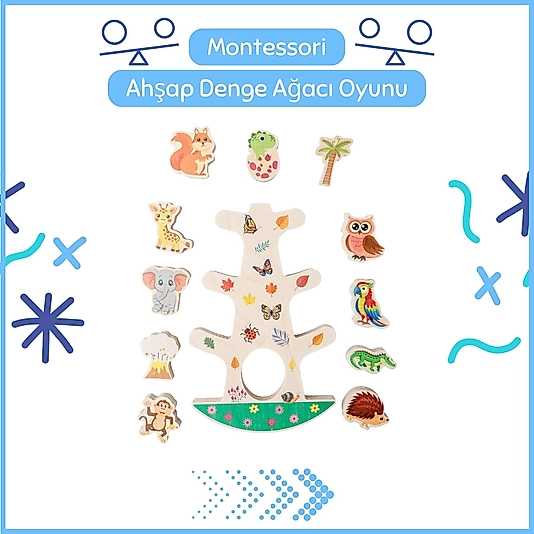 Montessori Ahşap Denge Ağacı