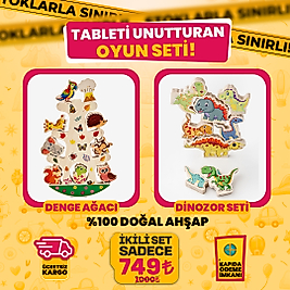 Ahşap Denge Ağacı & Ahşap Dinozorlar Seti
