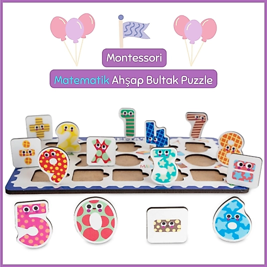 Montessori Matematik Ahşap Bultak Puzzle Seti