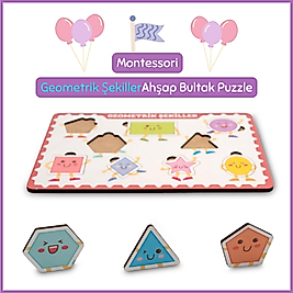 Montessori Geometrik Şekiller Ahşap Bultak Puzzle Seti