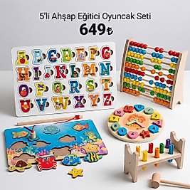 5’li Ahşap Eğitici Oyuncak Seti