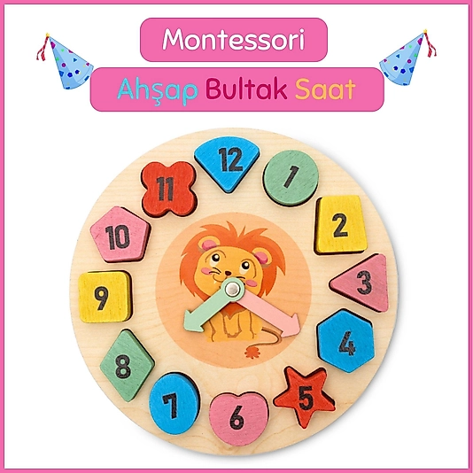 Montessori Renkli Ahşap Bultak Saat