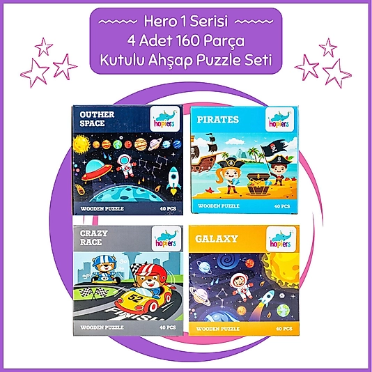 Montessori Hero 1 Serisi Ahşap 160 Parça Kutulu Puzzle Seti / 12+ Ay ve Üzeri / Eğitici, Öğretici ve Güvenli Çocuk Oyuncağı