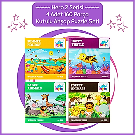 Montessori Hero 2 Serisi Ahşap 160 Parça Kutulu Puzzle Seti / 12+ Ay ve Üzeri / Eğitici, Öğretici ve Güvenli Çocuk Oyuncağı