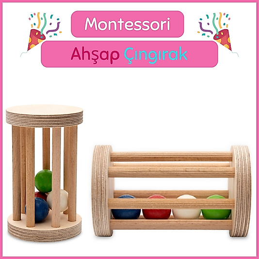 Montessori Ahşap Bebek Çıngırağı
