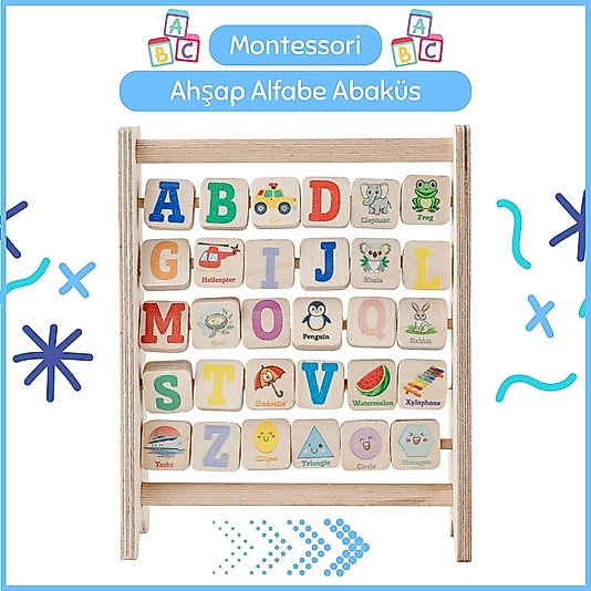 Montessori Ahşap Alfabe Abaküs
